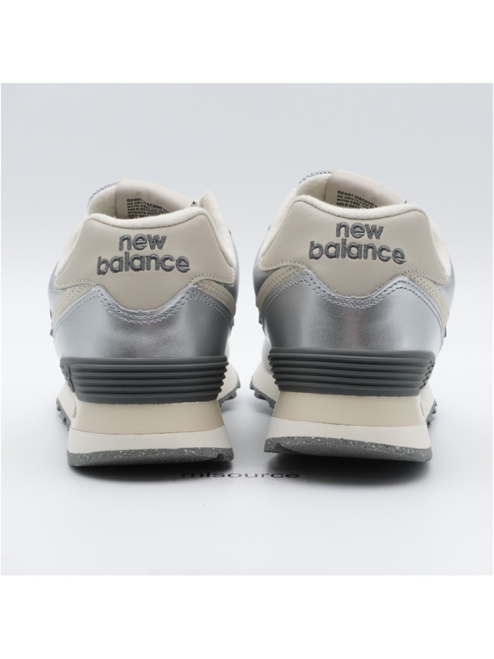 NEW Size 9 Women's New Balance 574 Leather Sneakers WL574MLG Metallic Silver - Picture 6 of 8